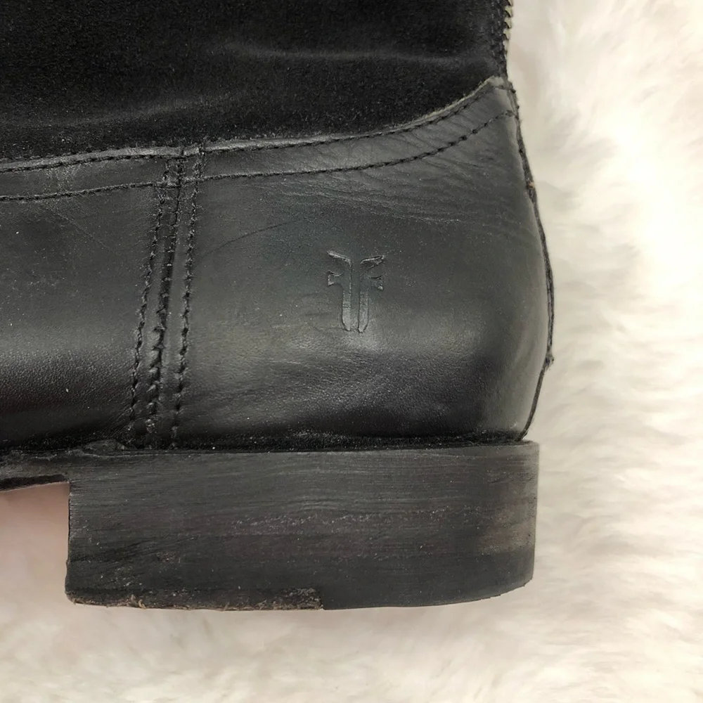 Black Frye Leather Zip Booties